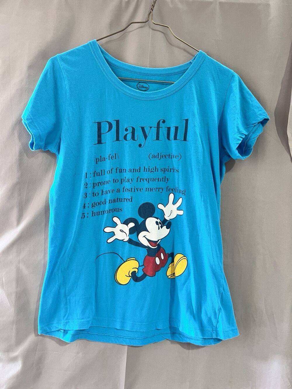 Disney-branded short-sleeve T-shirt in a vibrant cyan blue Size L TG2129 Casual